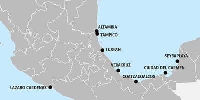Mapa de puertos de México