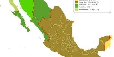 La zona horaria de mapa de México