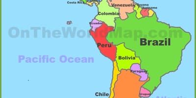 México y américa del sur mapa