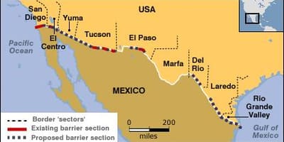 Mapa de la frontera con méxico