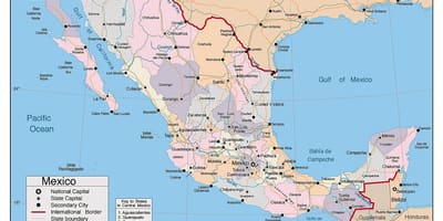 México mapa con las principales ciudades