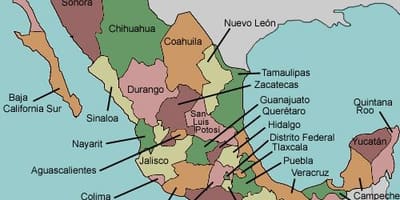 Mapa de los estados de México