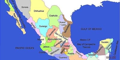 El mapa de México a los estados