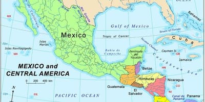 Mapa de México y américa central