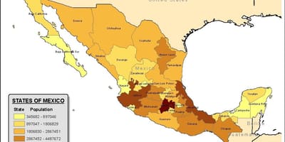 México mapa de la población