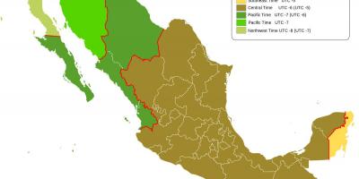 La zona horaria de mapa de México